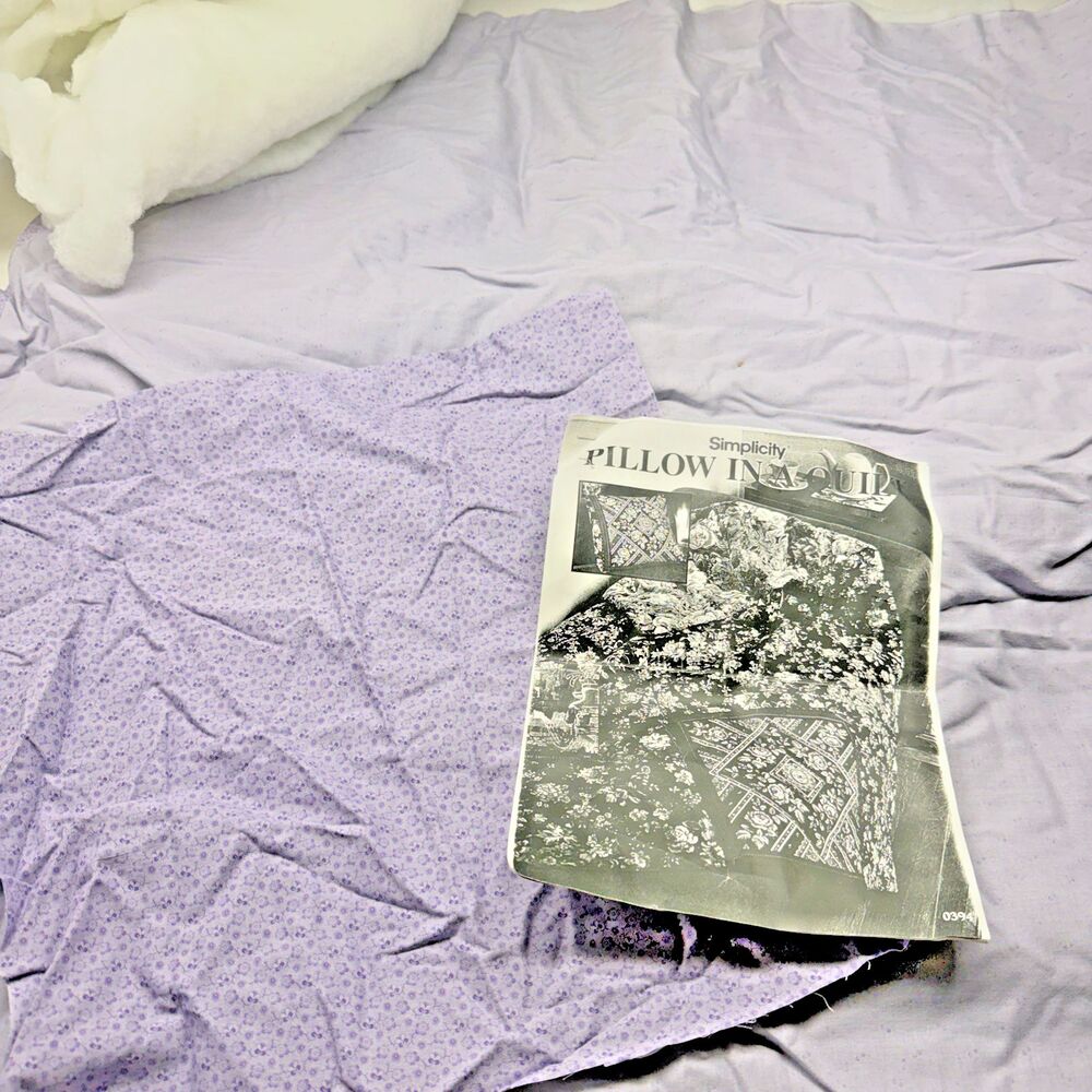 Simplicity Pillow in a Quilt Quillow Unfinished Sewing Project Purple Floral